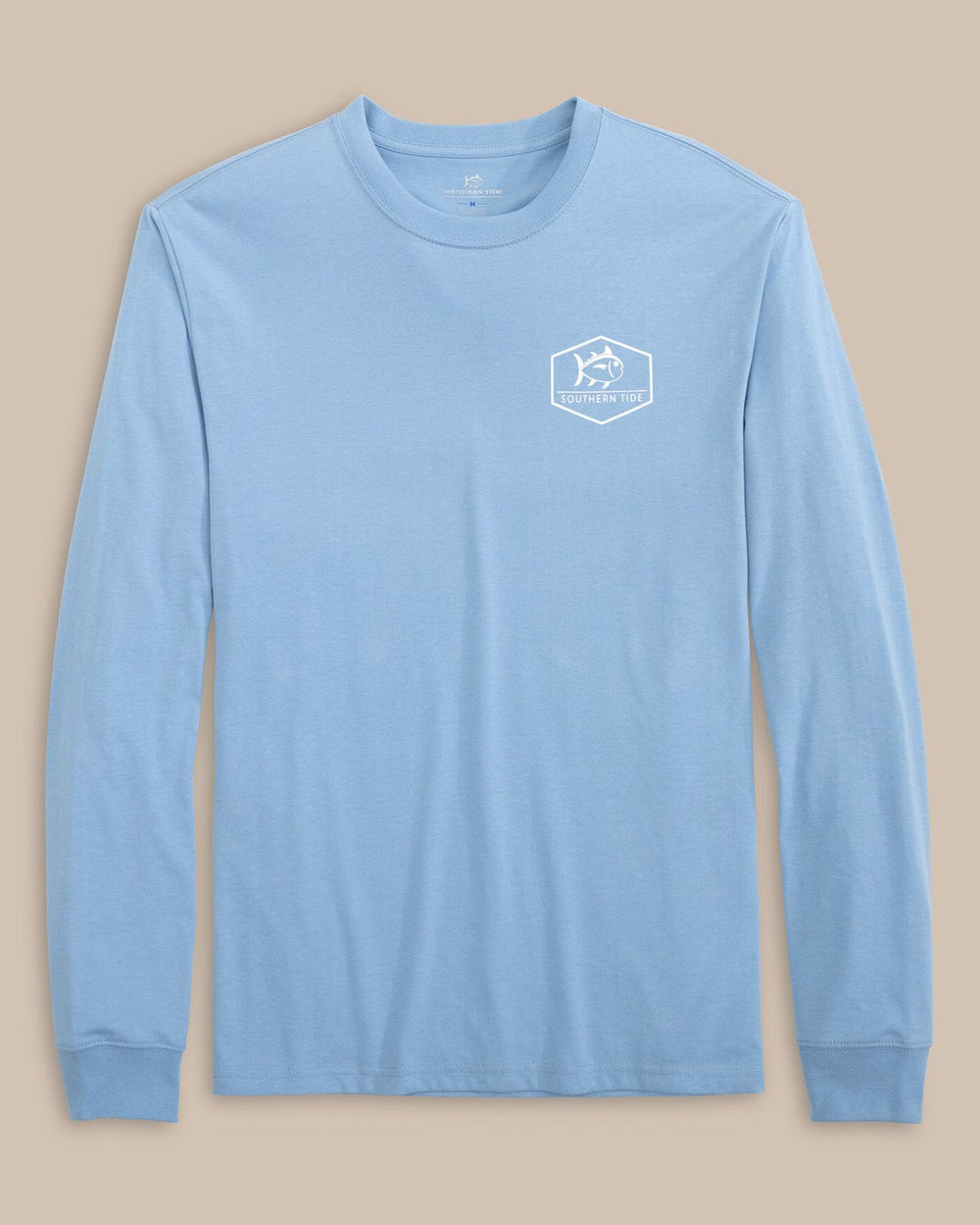 The front view of the Southern Tide Skipjack Fashion Long Sleeve T-Shirt - Dusk Blue