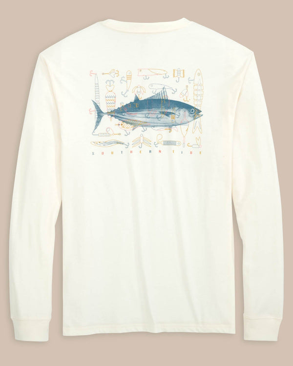 The back view of the Southern Tide ST Skipjack Lures T-Shirt by Southern Tide - Sand White