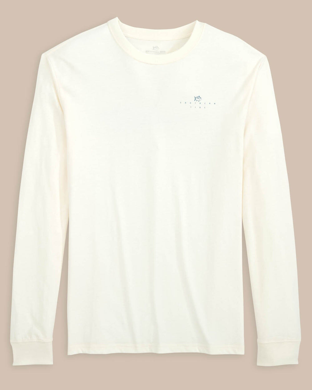 The front view of the Southern Tide ST Skipjack Lures T-Shirt by Southern Tide - Sand White