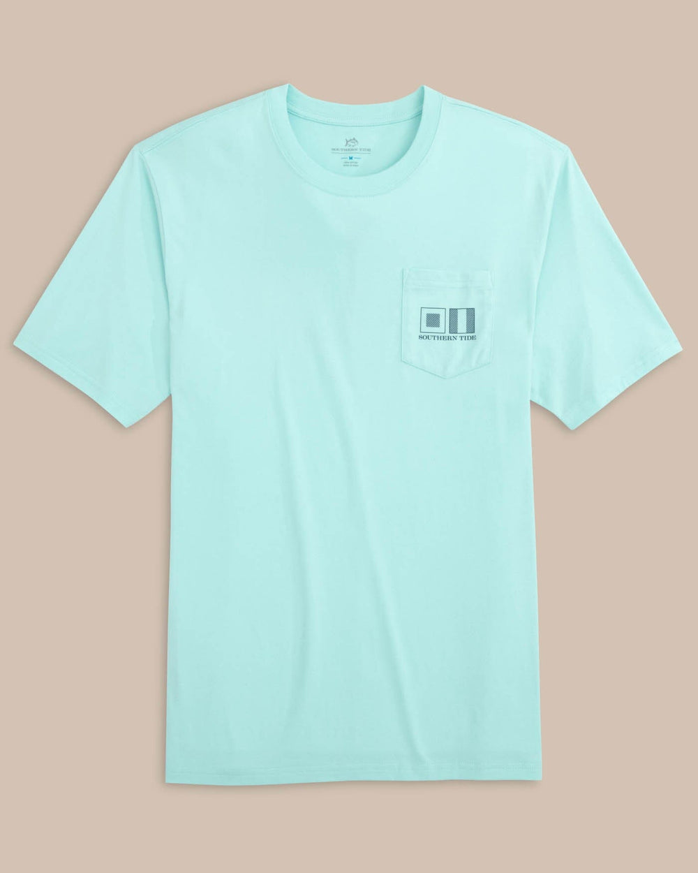 The front view of the Southern Tide ST Striped Flags Short Sleeve T-shirt by Southern Tide - Wake Blue