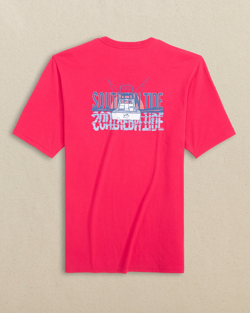 The back view of the Southern Tide ST Trawler Short Sleeve T-Shirt by Southern Tide - Grenadine Red