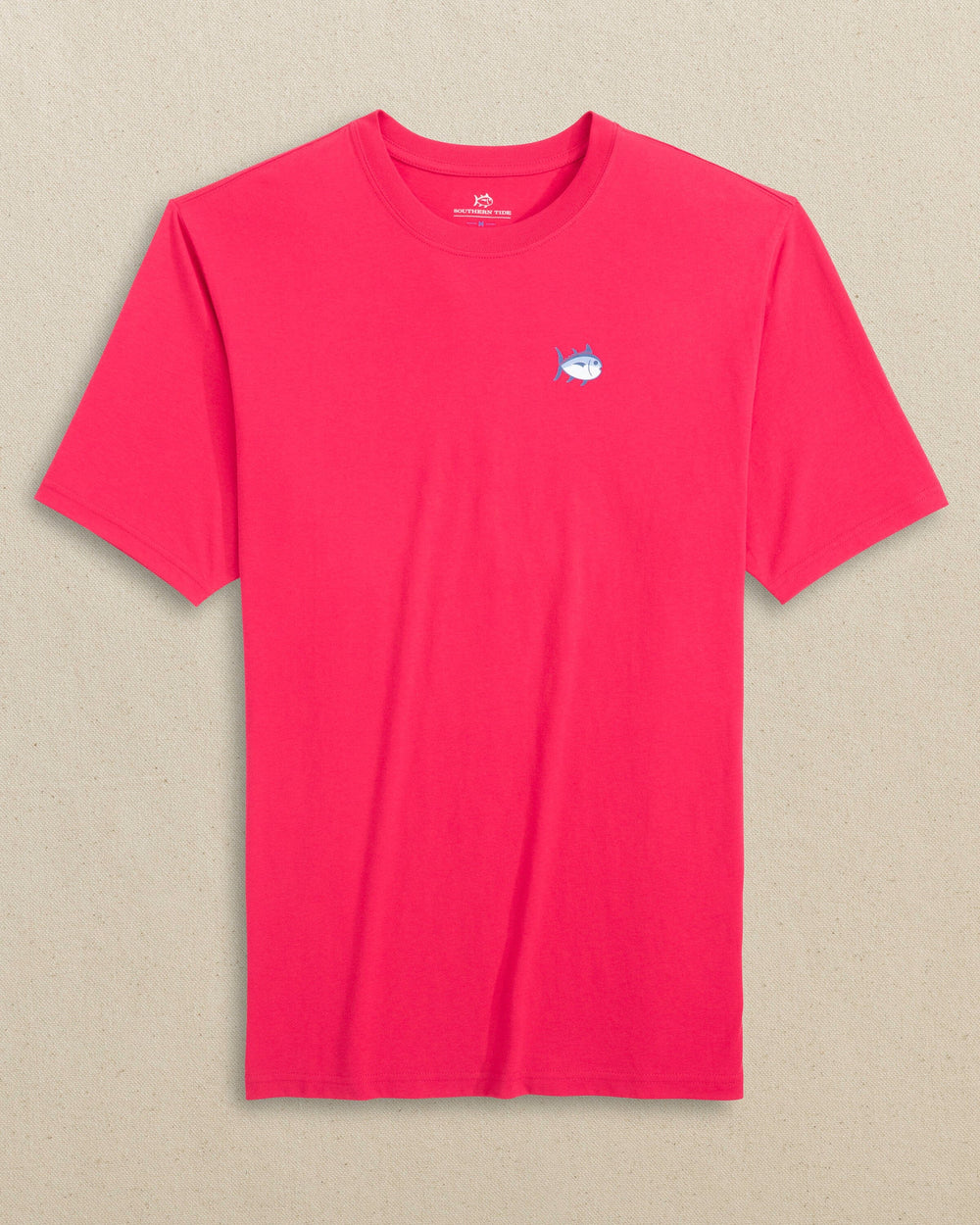 The front view of the Southern Tide ST Trawler Short Sleeve T-Shirt by Southern Tide - Grenadine Red