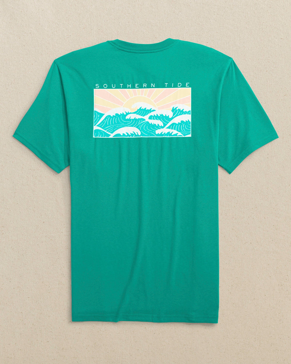 The back view of the Southern Tide ST Wave Short Sleeve T-Shirt by Southern Tide - Spruce Shade