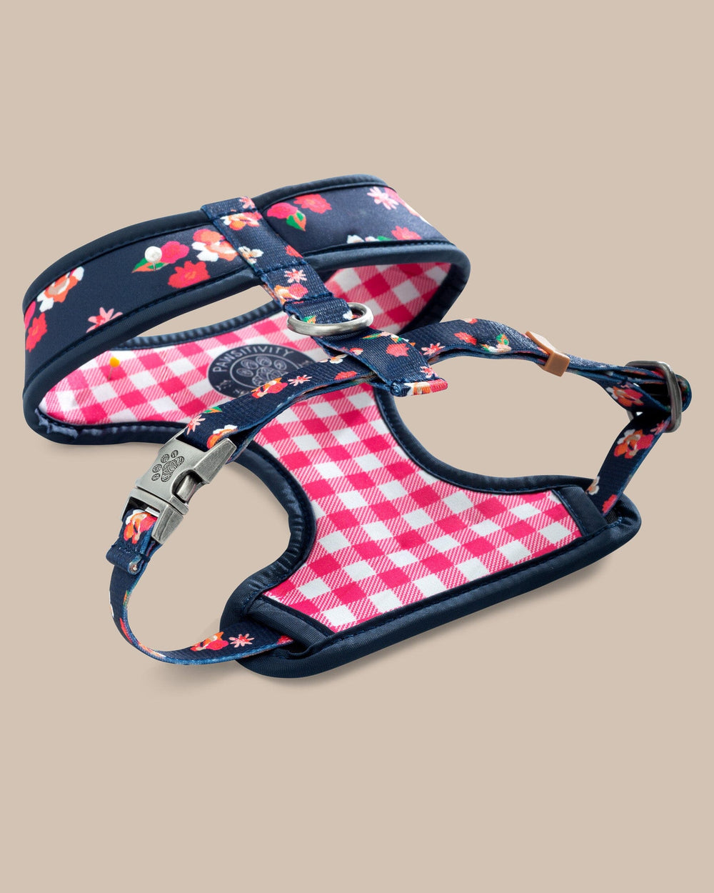 The detail view of the Southern Tide ST x Pawsitivity Garden Splendor Dog Harness by Southern Tide - Dress Blue