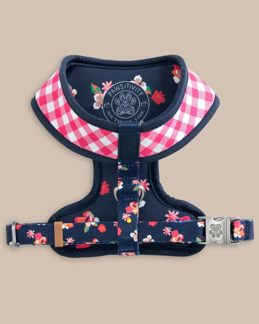 The reverse view of the Southern Tide ST x Pawsitivity Garden Splendor Dog Harness by Southern Tide - Dress Blue