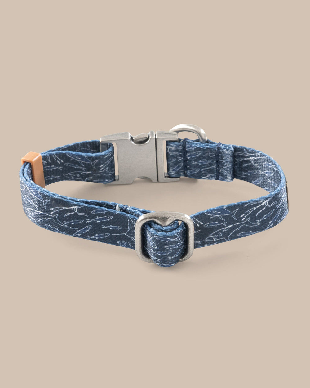 The back view of the Southern Tide ST x Pawsitivity Schooling Fish Dog Collar by Southern Tide - Dress Blue