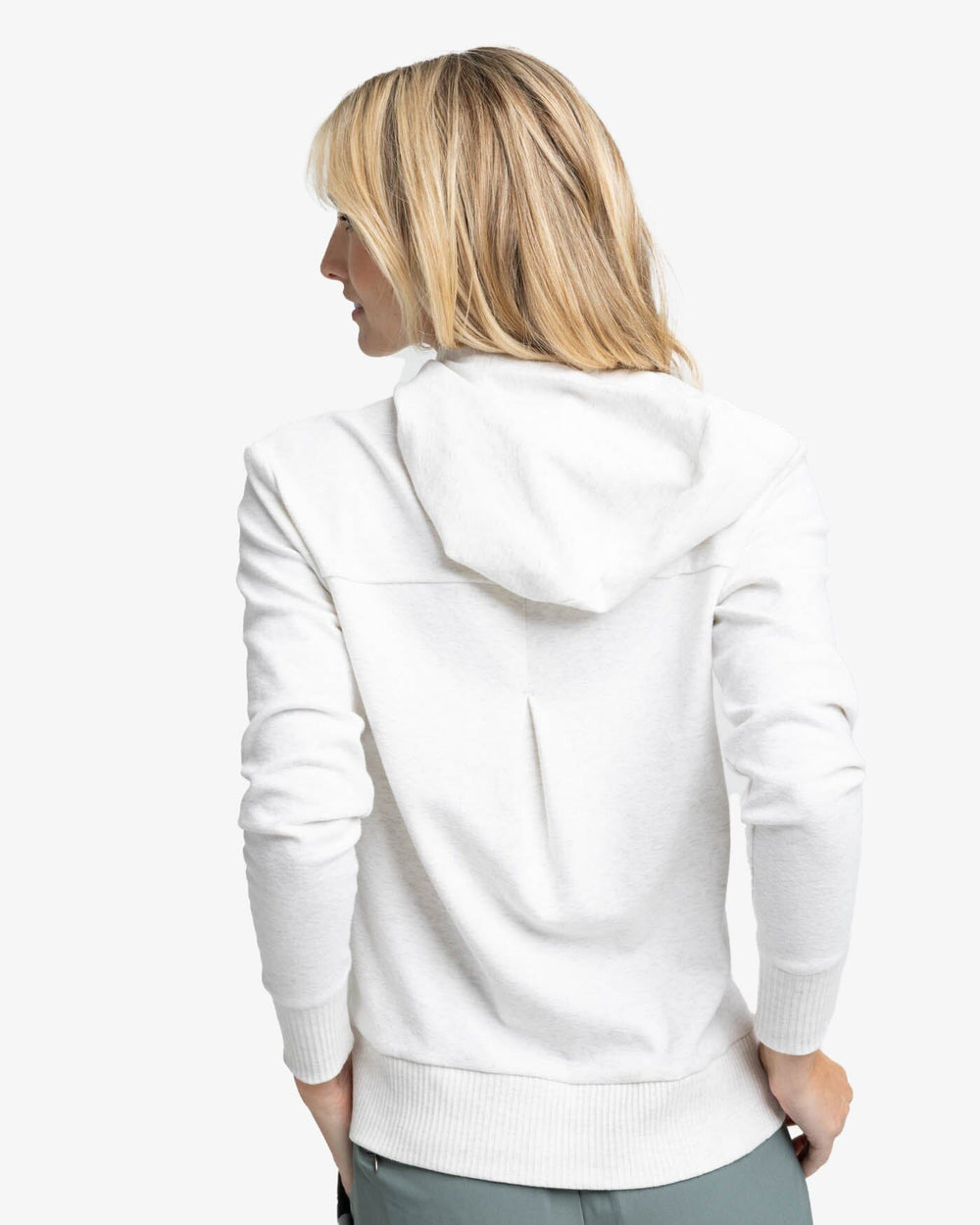 The back view of the Southern Tide Stassi Hoodie by Southern Tide - Heather Star White
