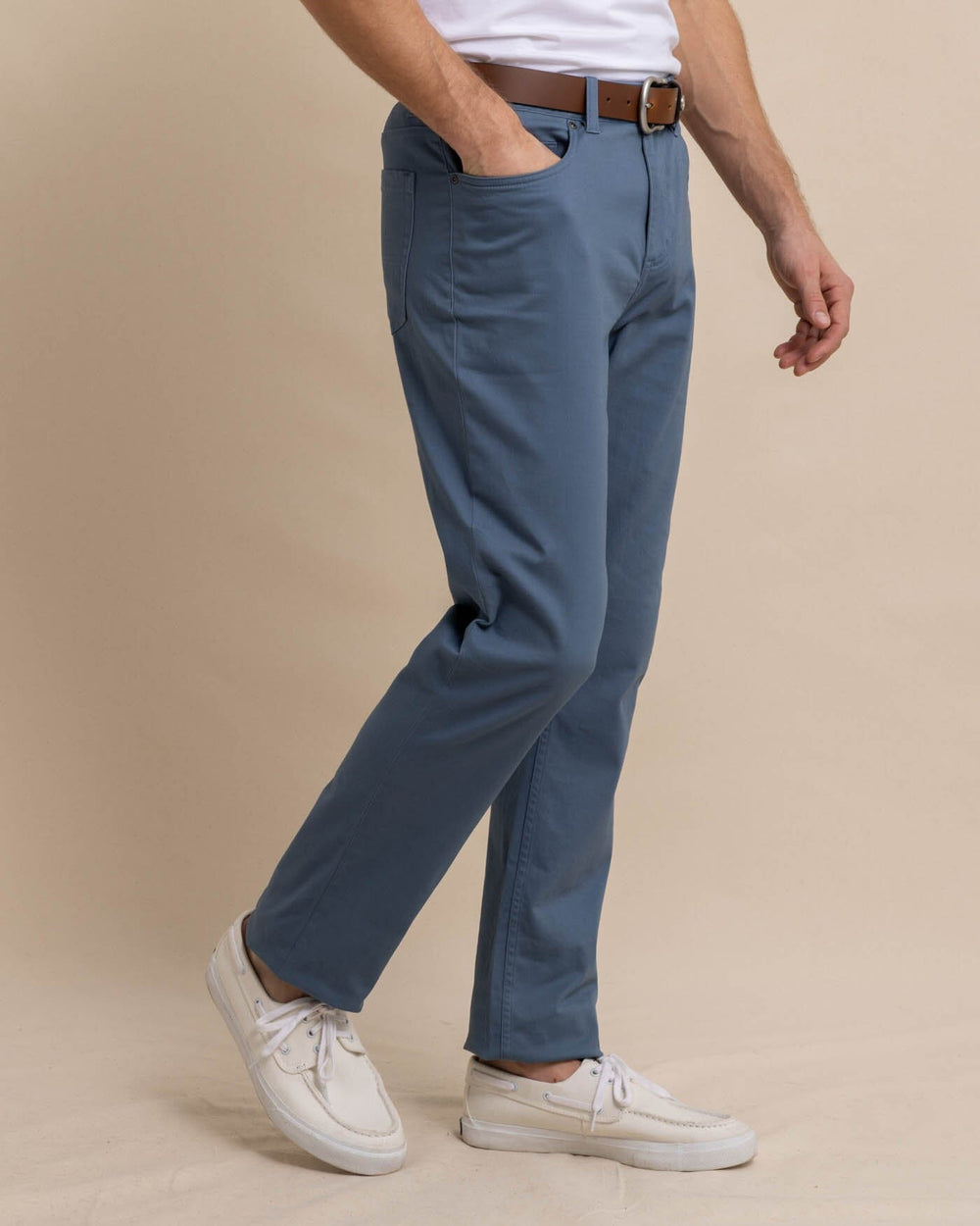 The front view of the Southern Tide Sullivan Five Pocket Pant Blue Haze by Southern Tide - Blue Haze