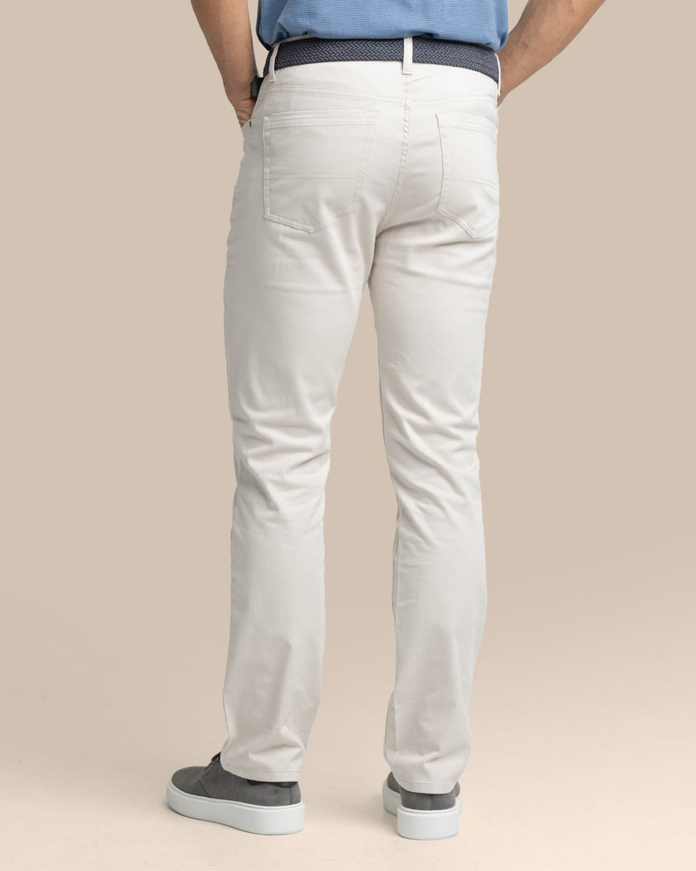 The back view of the Southern Tide Sullivan Five Pocket Pant Stone by Southern Tide - Stone