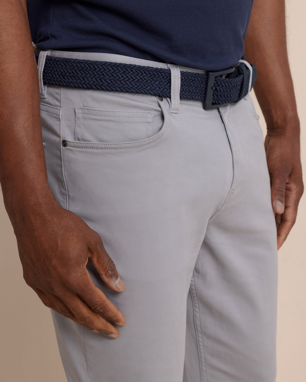 The detail view of the Southern Tide Sullivan Five Pocket Pant by Southern Tide - Ultimate Grey
