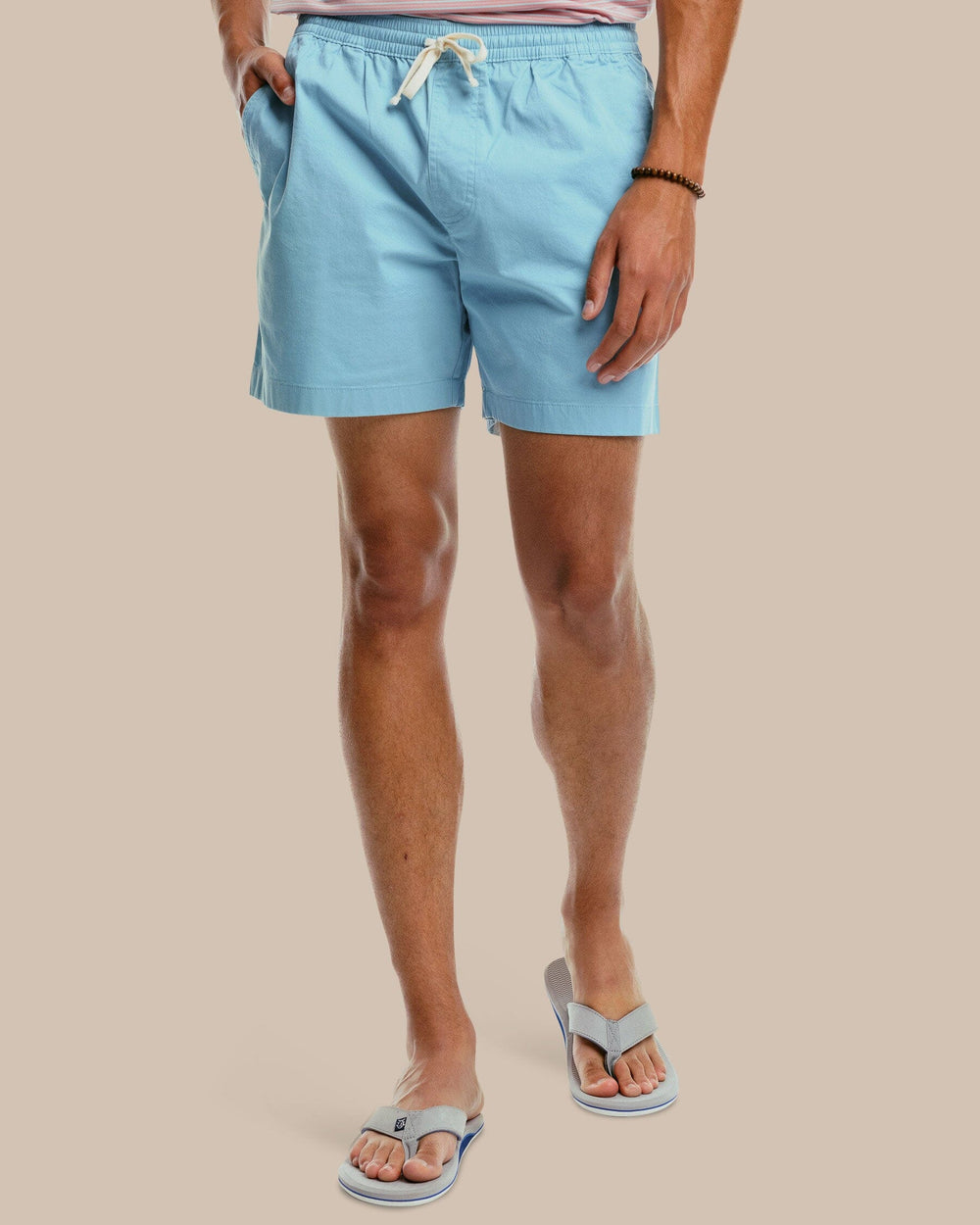 The model front view of the Sun Farer 6 inch short - Ocean Teal