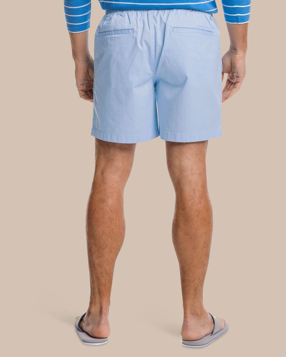 The back view of the Southern Tide Sun Farer 6 Inch Short by Southern Tide - Clearwater Blue