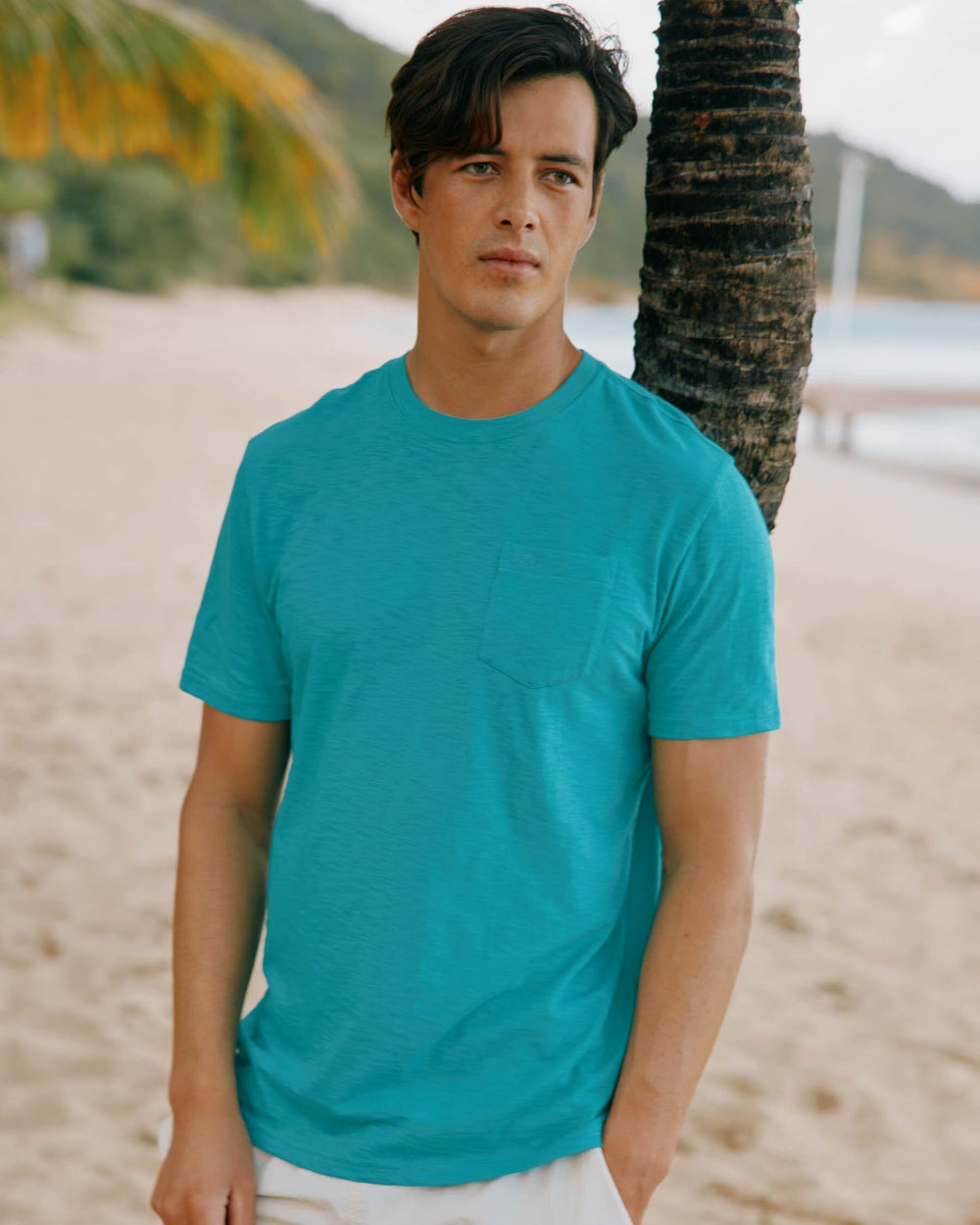 The lifestyle view of the Southern Tide Sun Farer Short Sleeve T-Shirt by Southern Tide - Tidal Wave