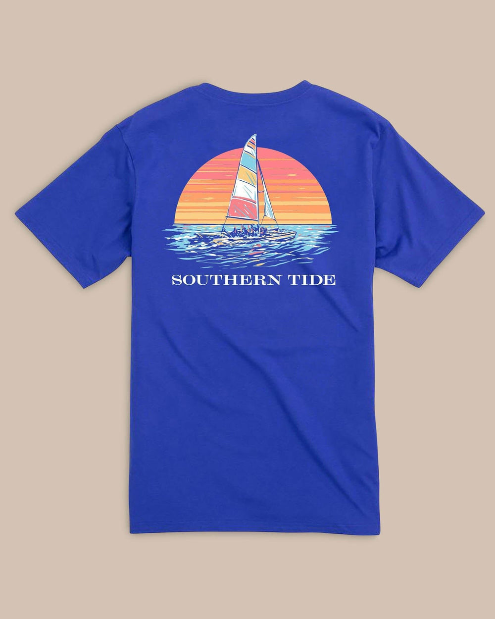 The back view of the Sunset Silhouette T-Shirt by Southern Tide - University Blue