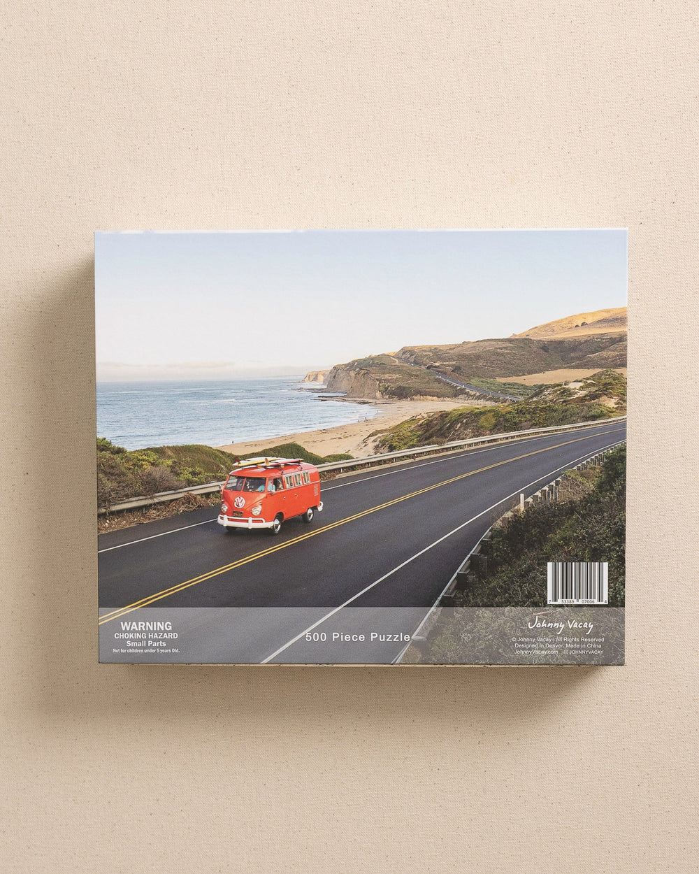 The back view of the Johnny Vacay Surf Bus 500 Piece Puzzle at Southern Tide - White