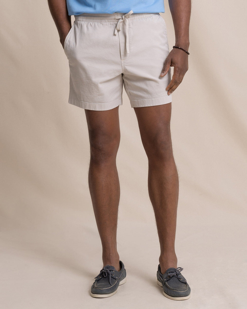 The front view of the Southern Tide Surf Rider Short by Southern Tide - Stone