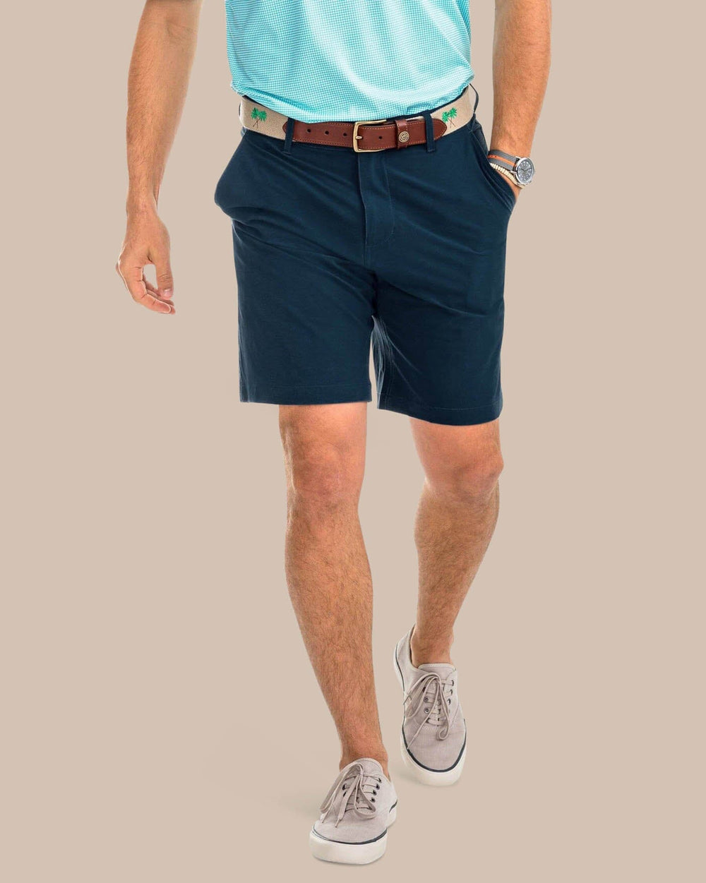 The front of the Men's T3 Gulf 9 Inch Performance Short by Southern Tide - True Navy