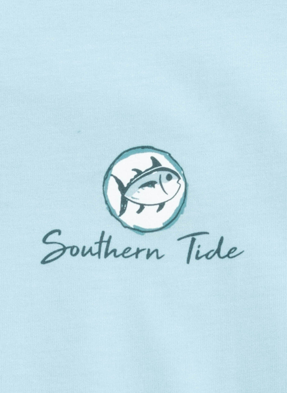 The detail view of the Southern Tide Talk Birdie To Me T-Shirt by Southern Tide - Dream Blue