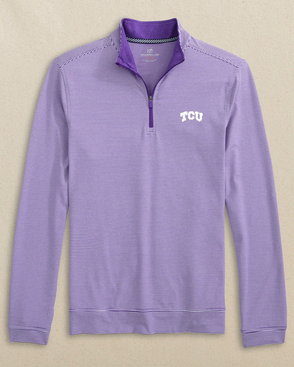 TCU Horned Frogs Cruiser Micro-Stripe Heather Quarter Zip C_Outerwear Southern Tide 