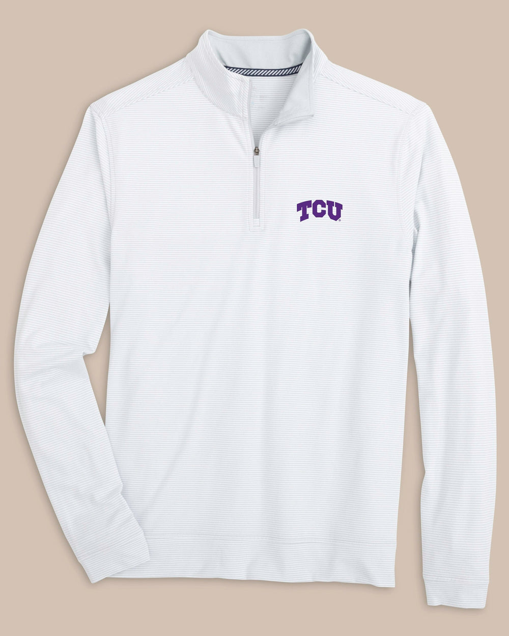TCU Horned Frogs Cruiser Micro-Stripe Heather Quarter Zip C_Outerwear Southern Tide 