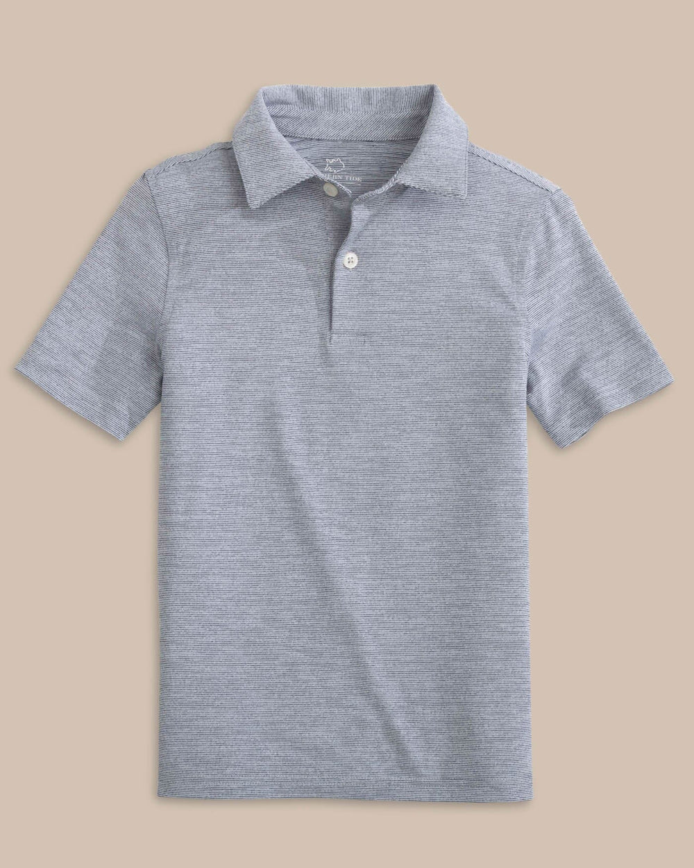 The front view of the Southern Tide Team Colors Boy's Driver Spacedye Polo Shirt by Southern Tide - Navy