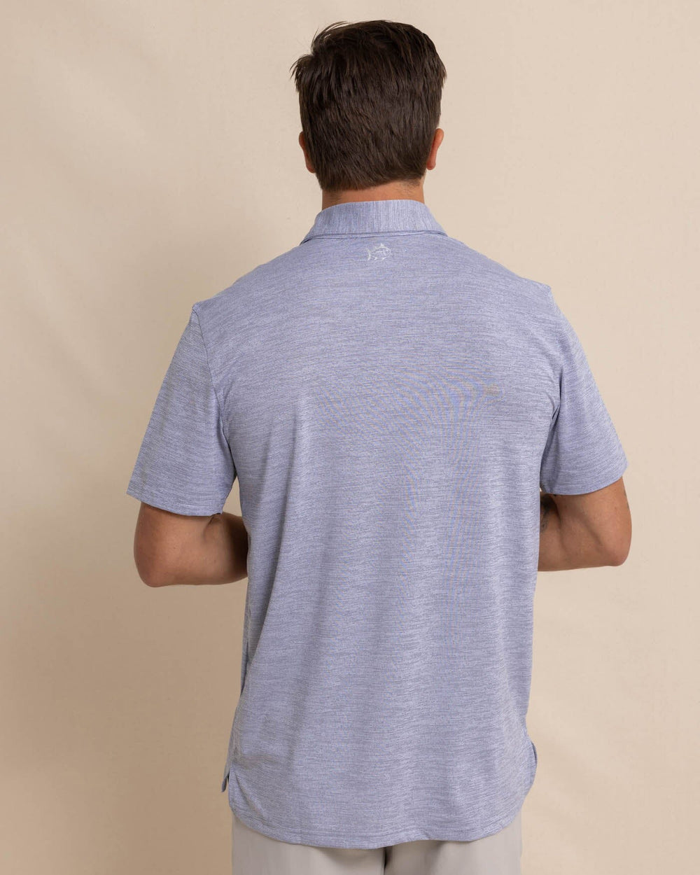 The back view of the Southern Tide Team Colors Driver Spacedye Polo Shirt by Southern Tide - Navy