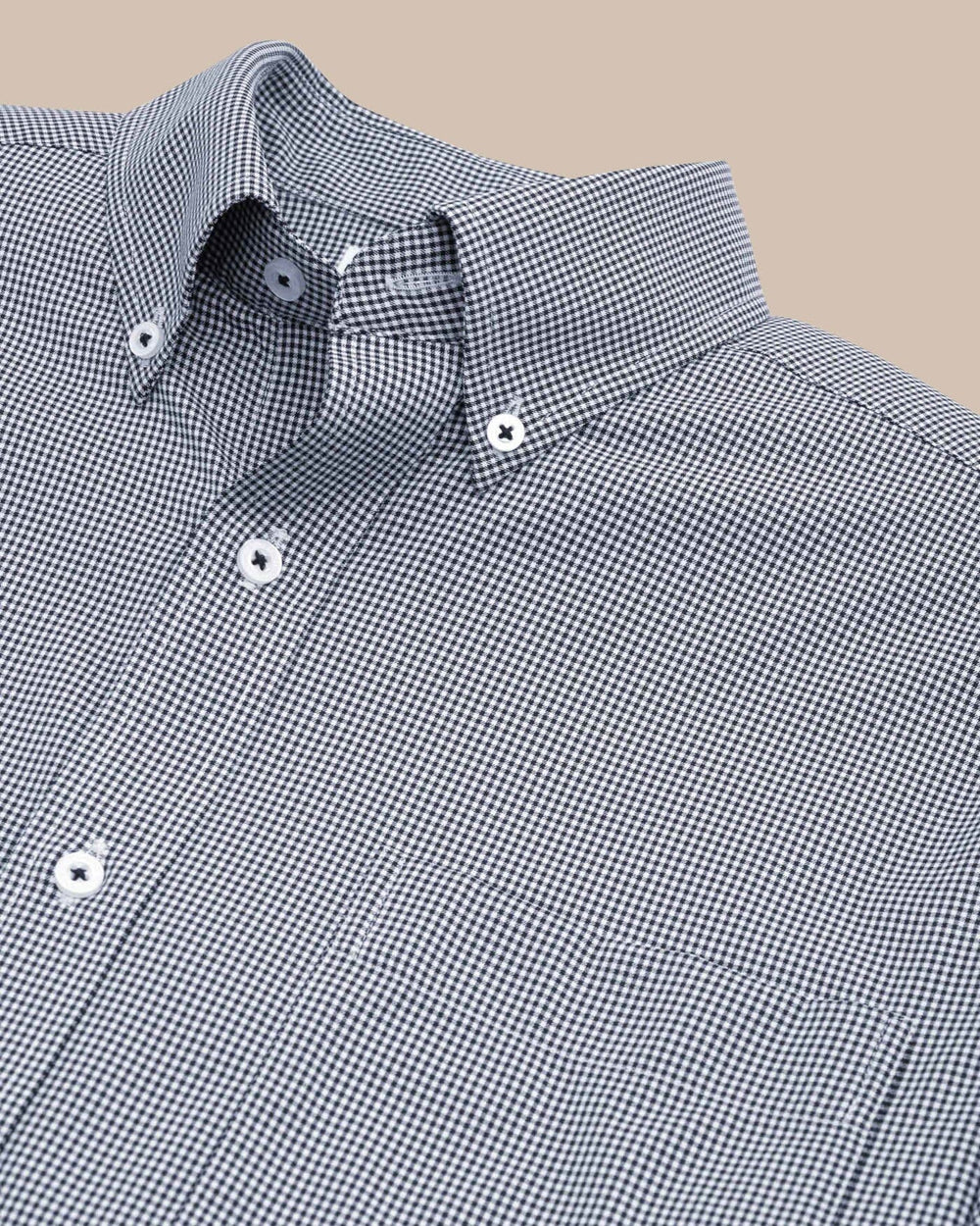 The detail view of the Southern Tide Team Colors Gingham Intercoastal Sport Shirt by Southern Tide - Navy