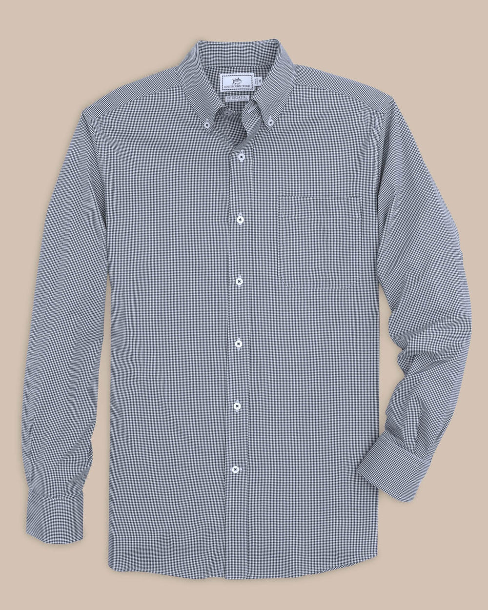The front view of the Southern Tide Team Colors Gingham Intercoastal Sport Shirt by Southern Tide - Navy