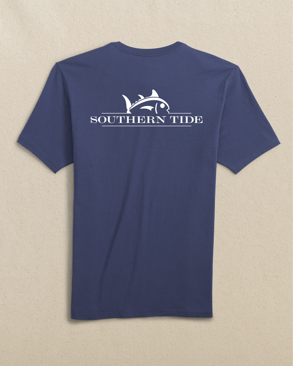 The back view of the Southern Tide Team Colors Rising Skipjack Short Sleeve T-Shirt by Southern Tide - University Blue