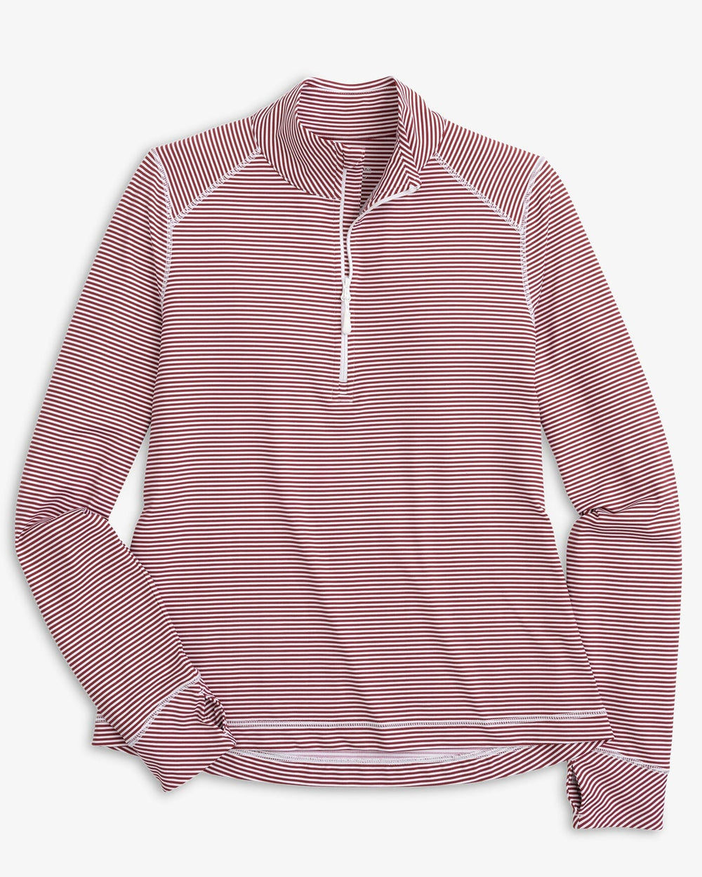 The front view of the Southern Tide Team Colors Runaround Quarter Zip Pull Over by Southern Tide - Chianti
