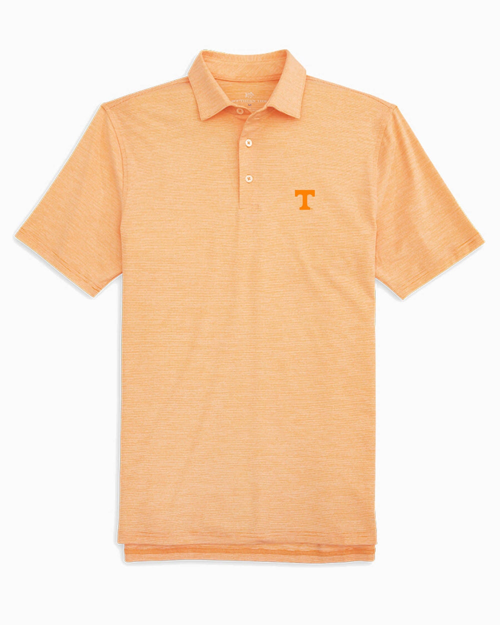 The front view of the Tennessee Vols Driver Spacedye Polo Shirt by Southern Tide - Rocky Top Orange