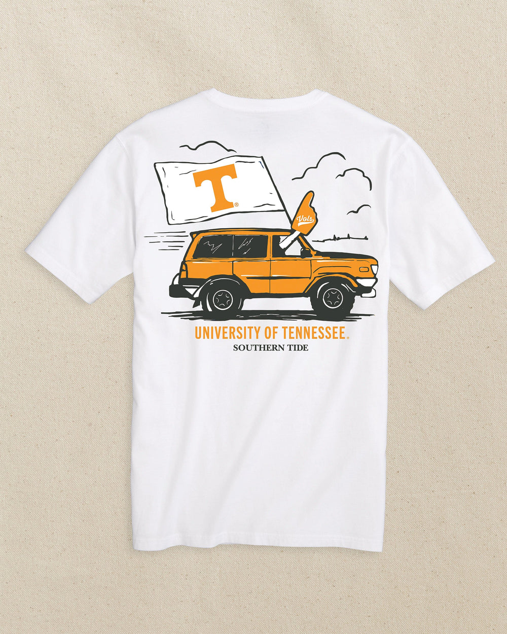 The back view of the Southern Tide Tennessee Vols Game Bound Short Sleeve T-Shirt by Southern Tide - Classic White