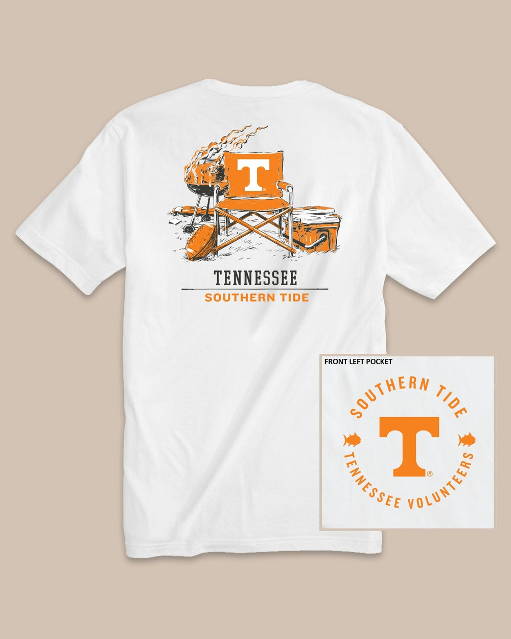 The back view of the Tennessee Vols Gameday BBQ Tailgate T-Shirt by Southern Tide - Classic White