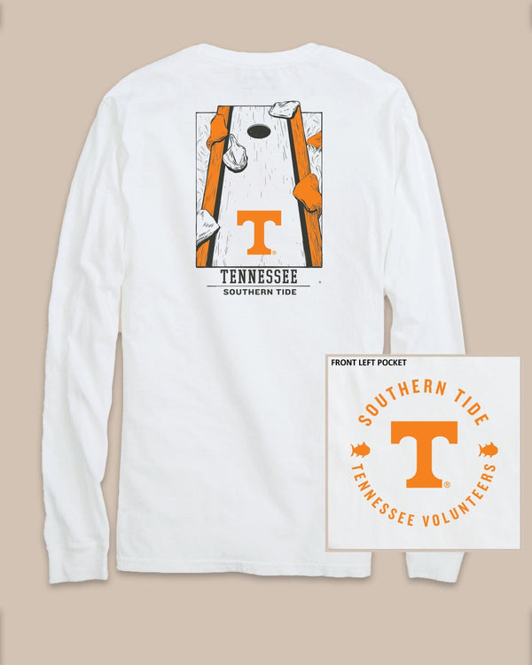 The back view of the Tennessee Vols Gameday Cornhole Board T-Shirt by Southern Tide - Classic White