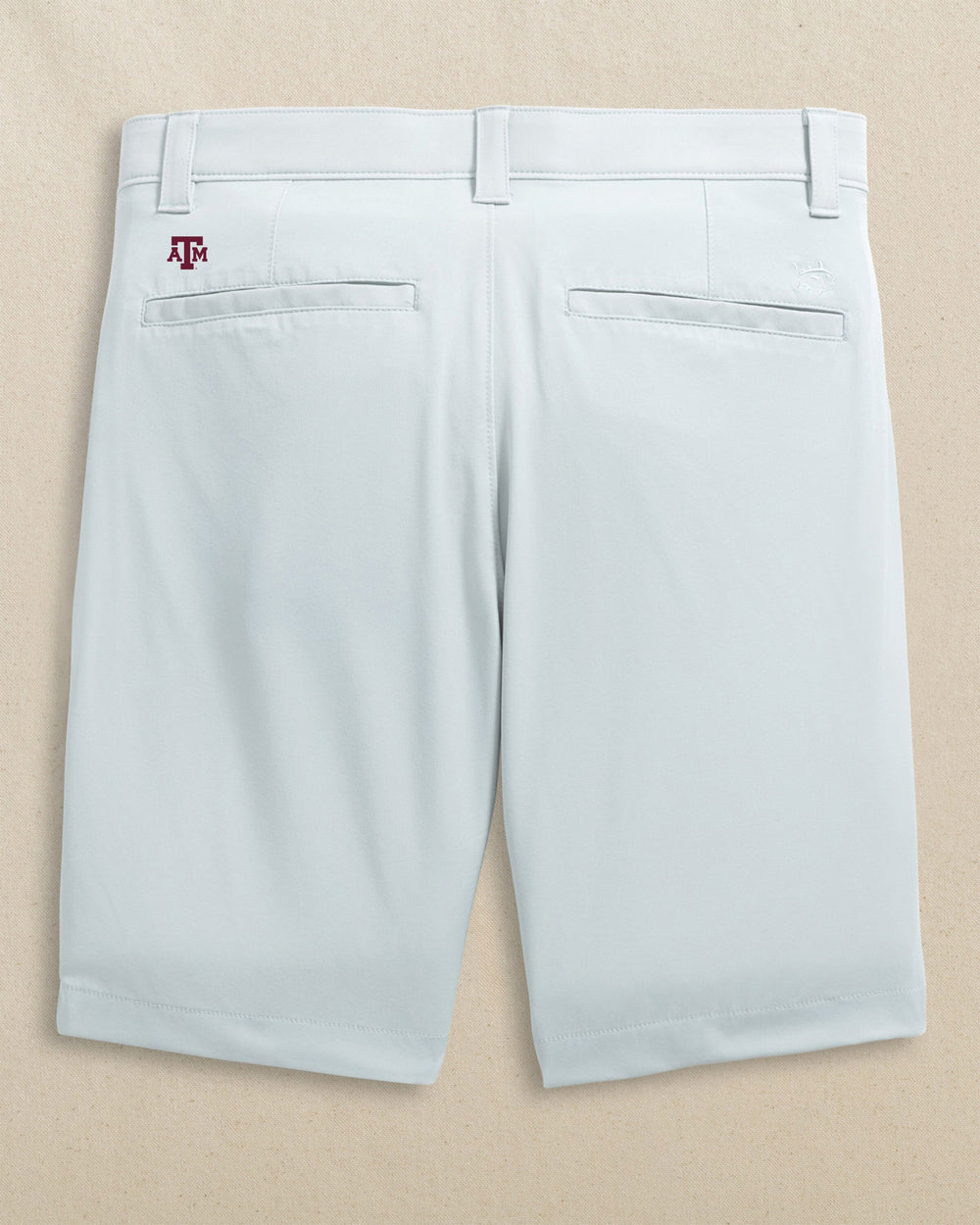 The back view of the Southern Tide Texas A&M Aggies Birdie 8" Coastal Breeze® Performance Short by Southern Tide - Seagull Grey