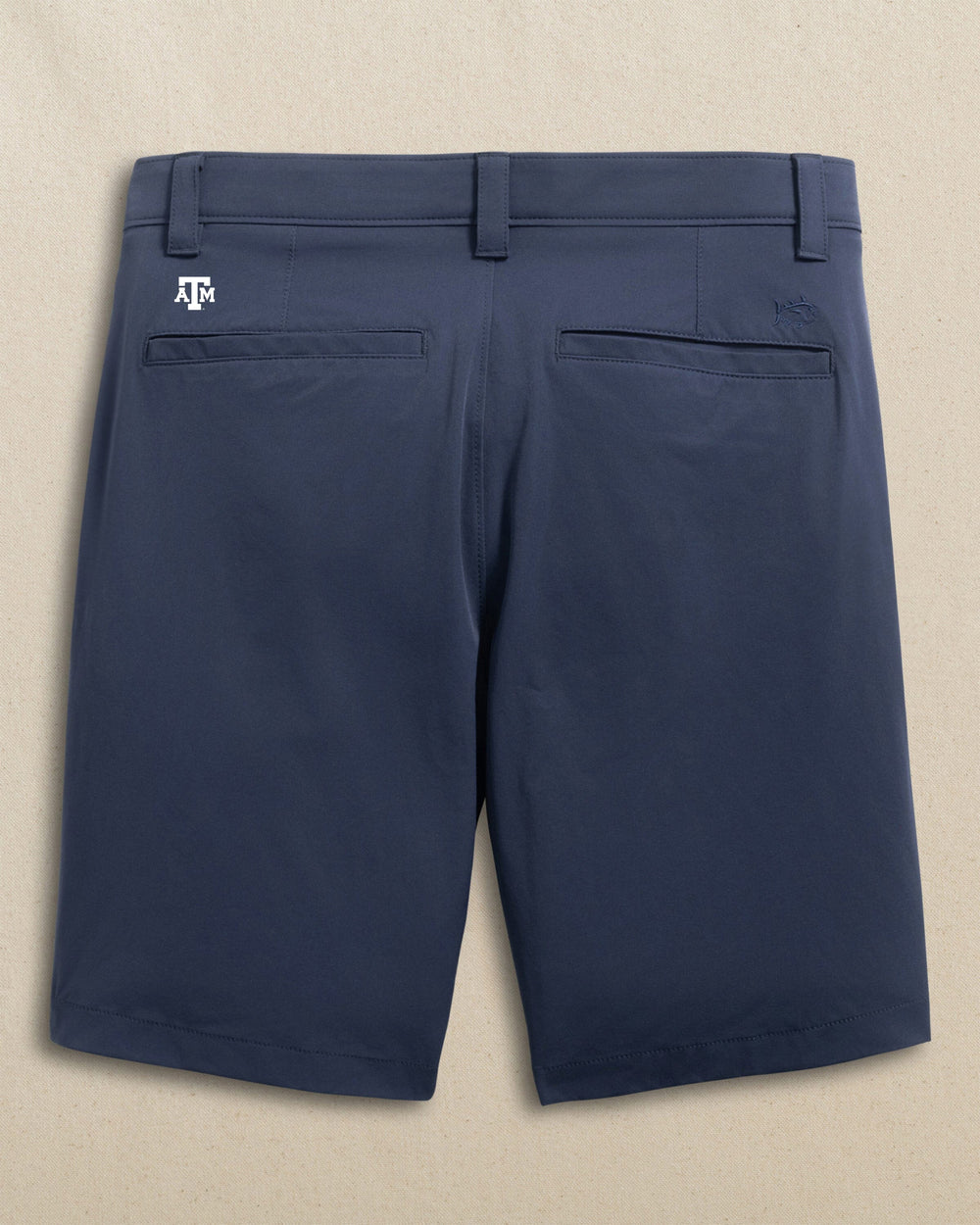 The back view of the Southern Tide Texas A&M Aggies Birdie 8" Coastal Breeze® Performance Short by Southern Tide - True Navy