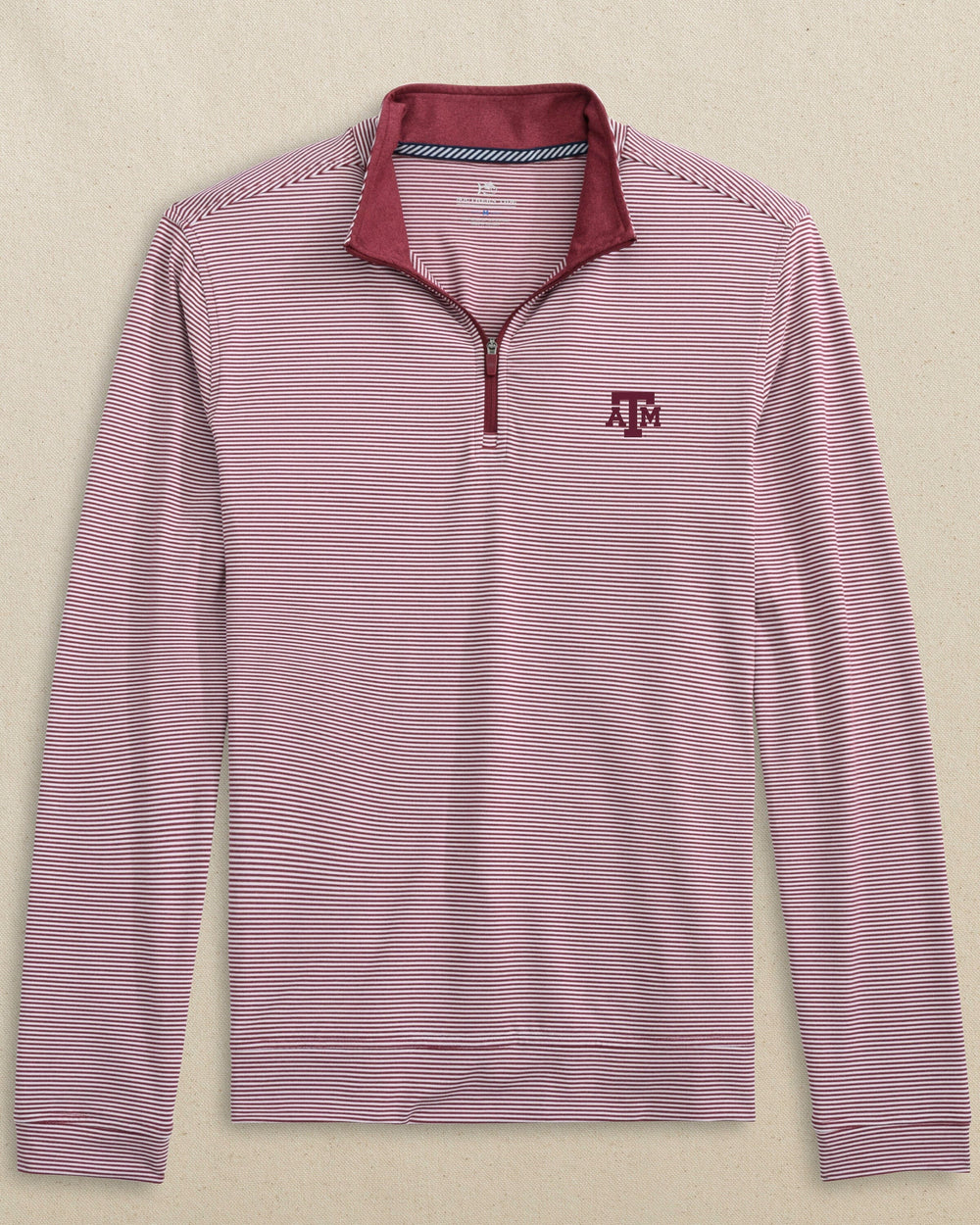 Texas A&M Aggies Cruiser Micro-Stripe Heather Quarter Zip C_Outerwear Southern Tide Heather Chianti S 