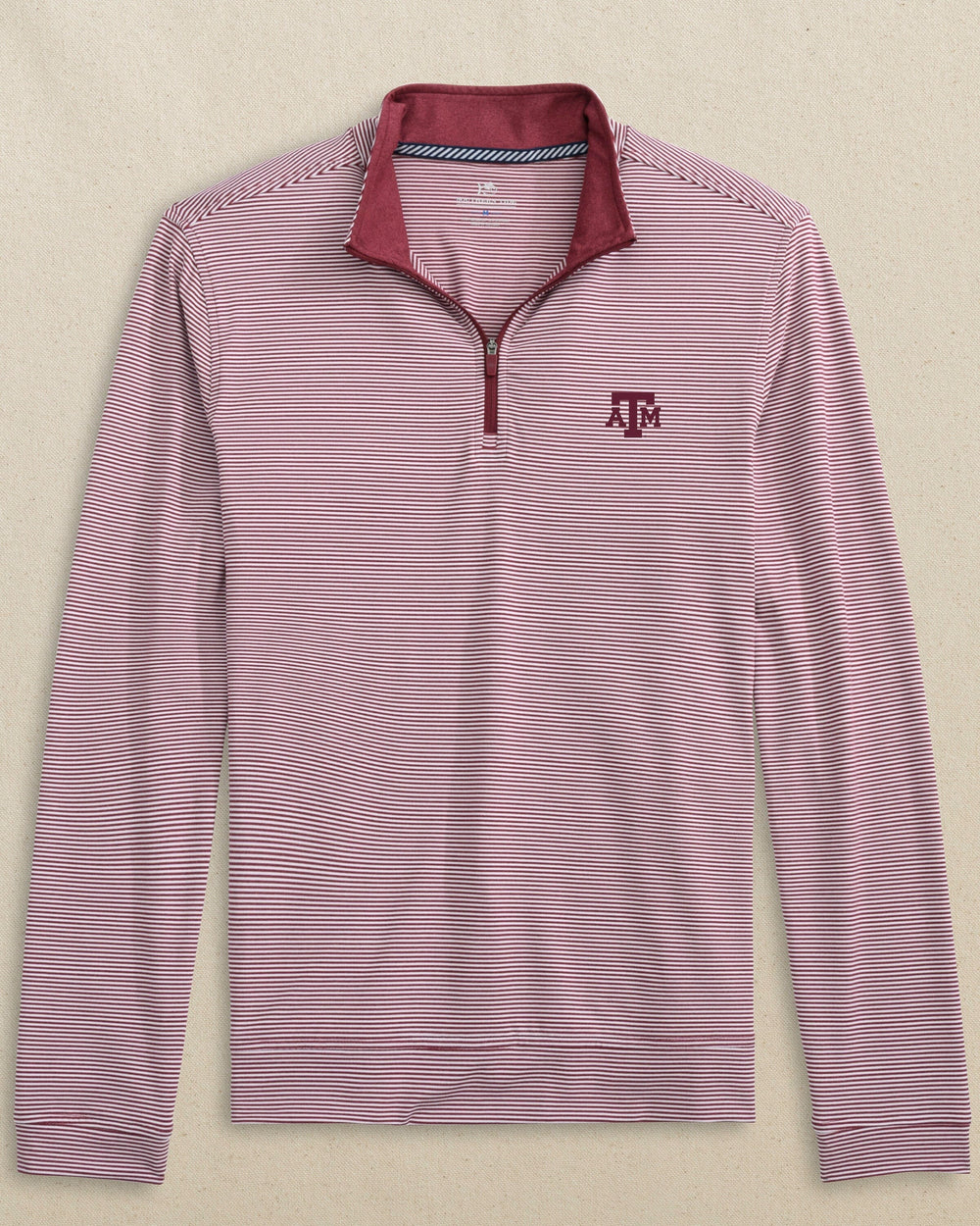 Texas A&M Aggies Cruiser Micro-Stripe Heather Quarter Zip C_Outerwear Southern Tide 