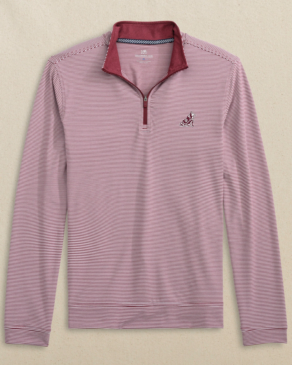 Texas A&M Reveille Cruiser Micro-Stripe Heather Quarter Zip C_Outerwear Southern Tide 
