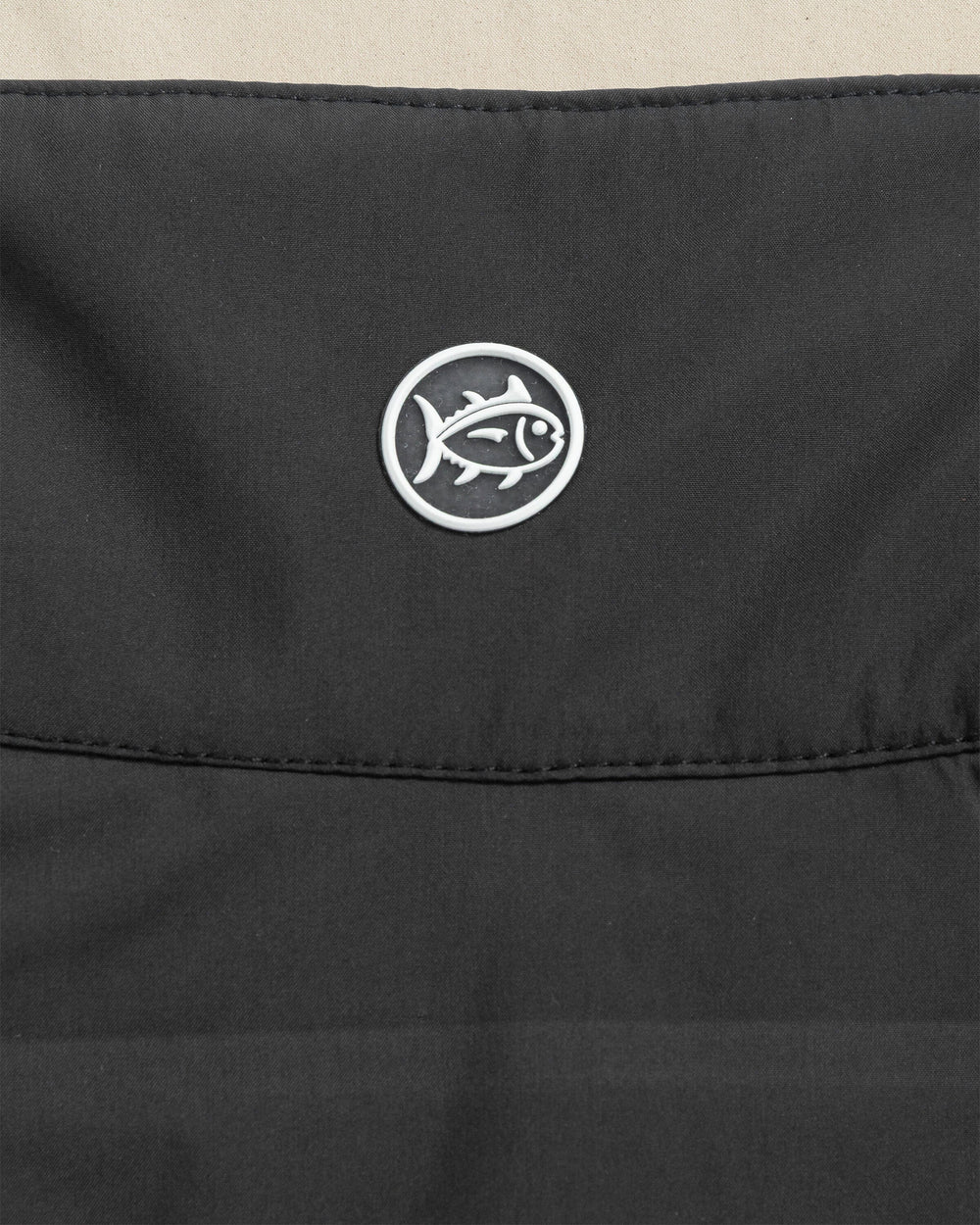 The detail view of the Southern Tide Texas Longhorns Coligny Quilted Vest by Southern Tide - Caviar Black