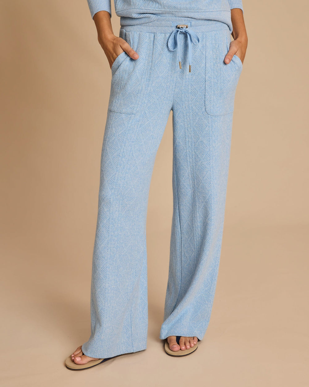 The front view of the Southern Tide Textured Knit Lounge Pant by Southern Tide - Heather Marina