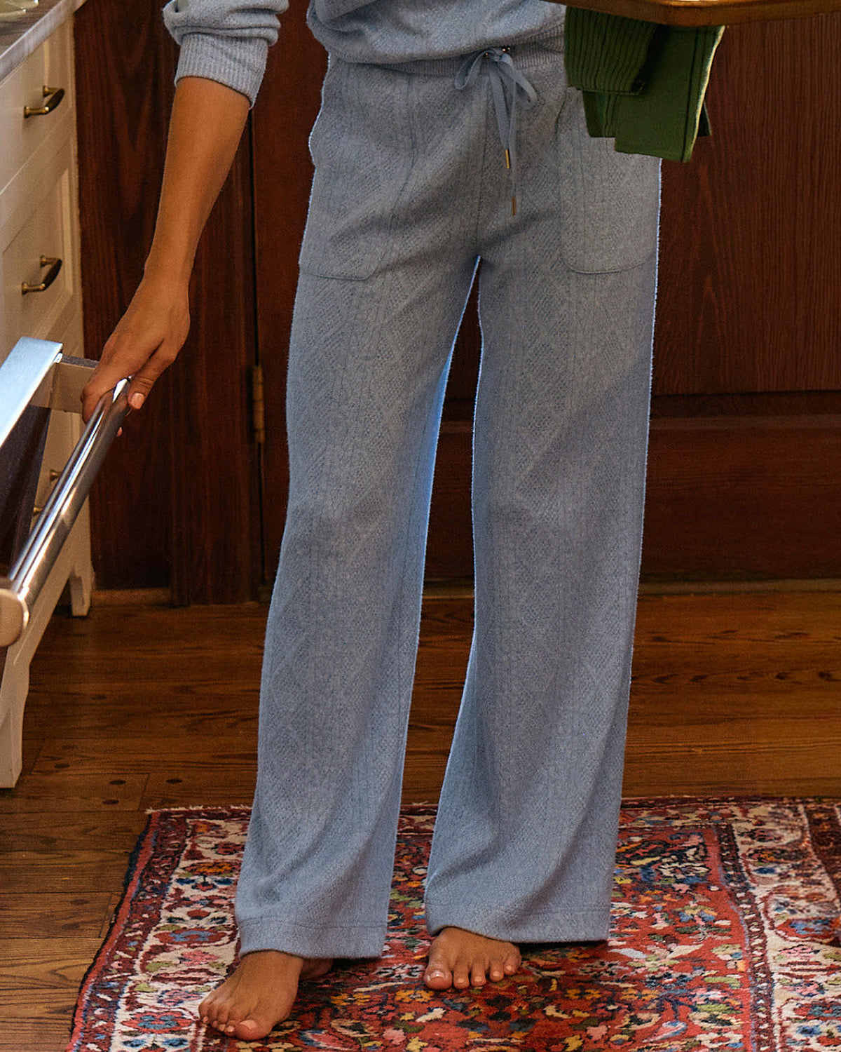 The lifestyle view of the Southern Tide Textured Knit Lounge Pant by Southern Tide - Heather Marina