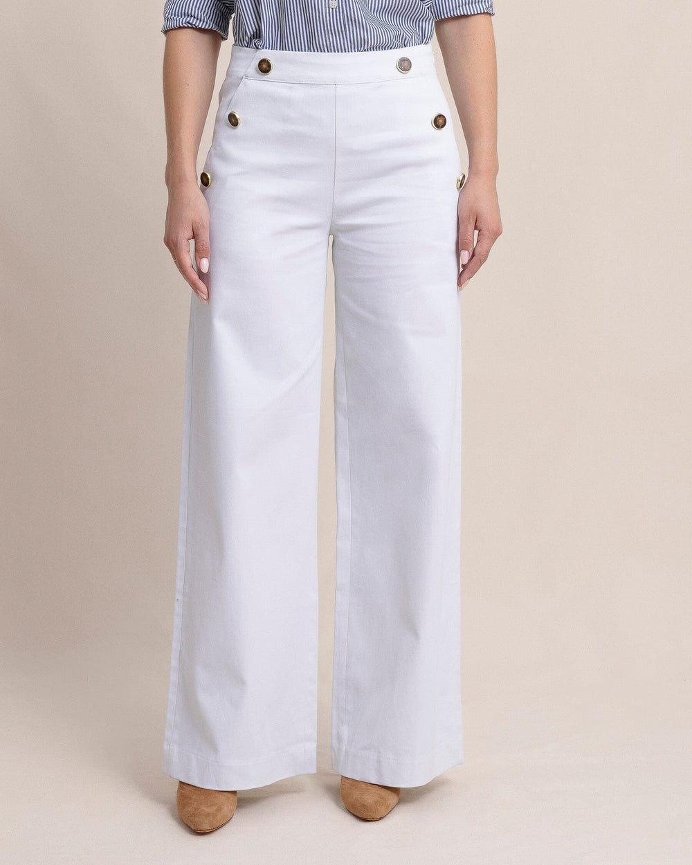 The front view of the Southern Tide Thalia Sailor Pant by Southern Tide - Classic White