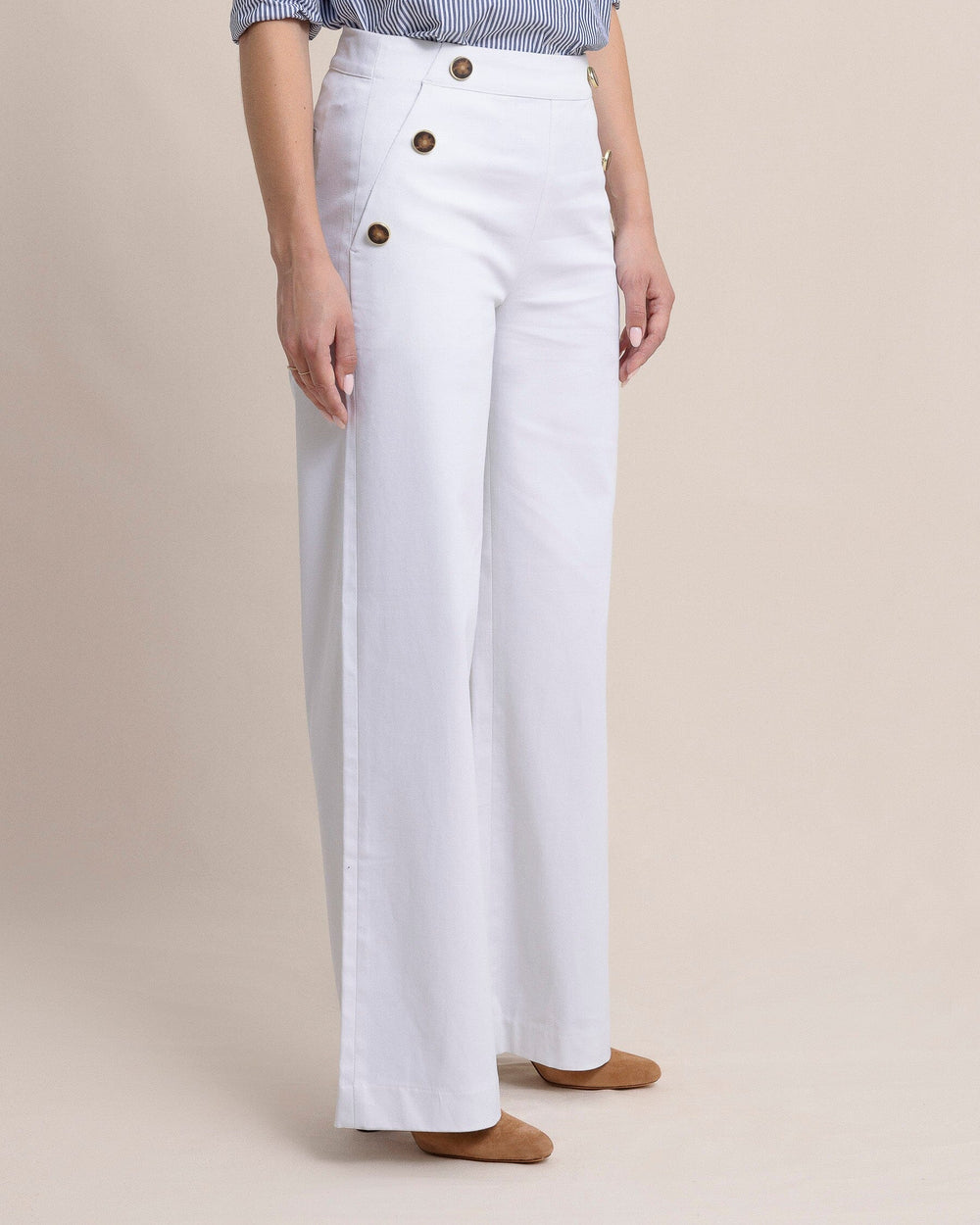 The front view of the Southern Tide Thalia Sailor Pant by Southern Tide - Classic White