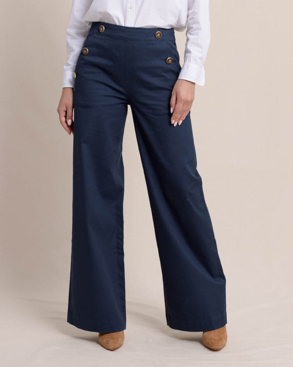 The front view of the Southern Tide Thalia Sailor Pant by Southern Tide - Dress Blue