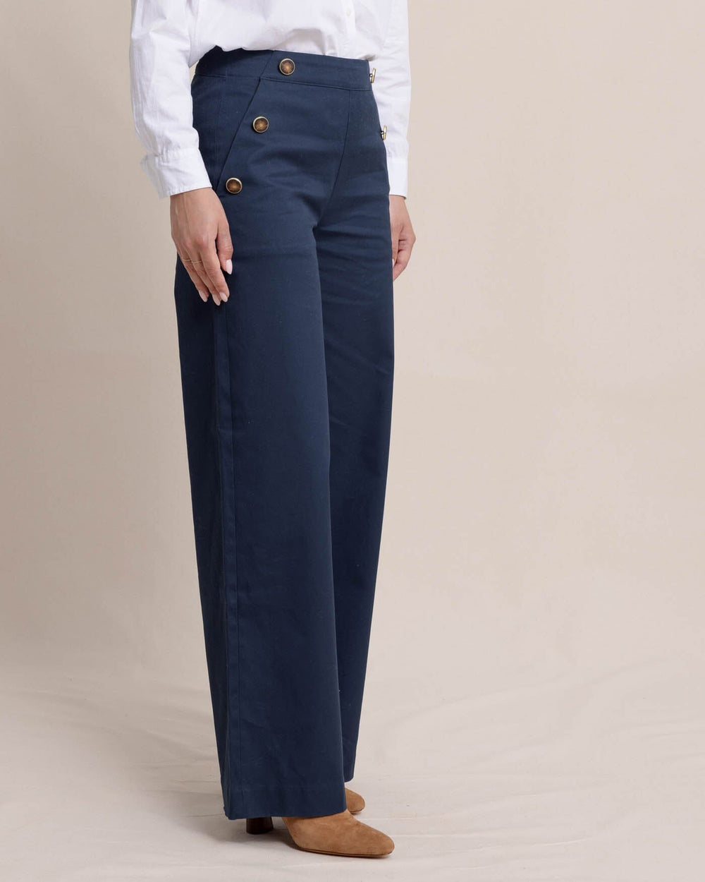 The front view of the Southern Tide Thalia Sailor Pant by Southern Tide - Dress Blue