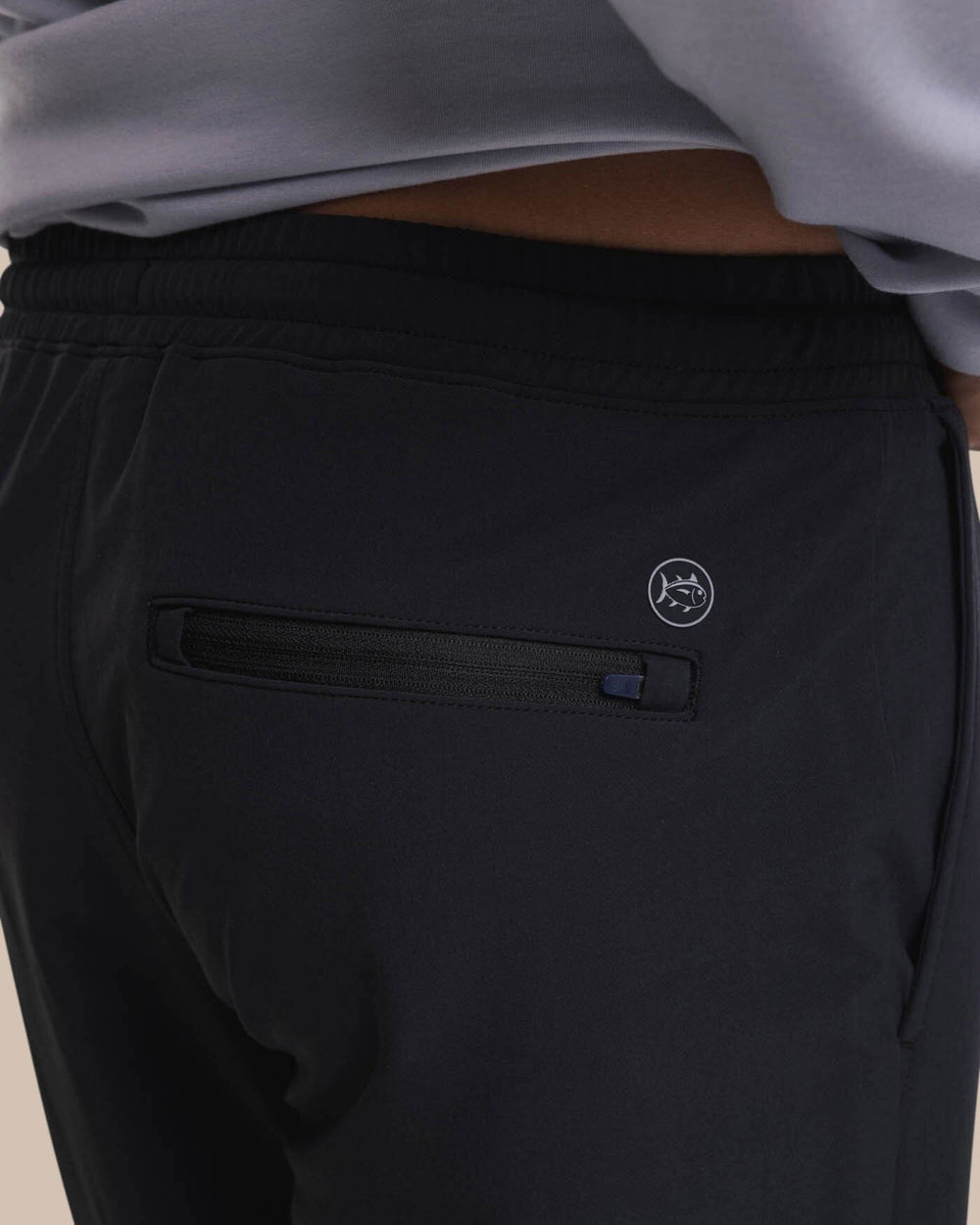 The detail view of the Southern Tide The Excursion Performance Jogger by Southern Tide - Caviar Black