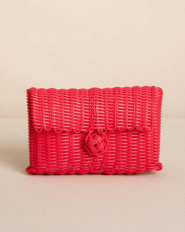 The front view of the Southern Tide The Lilley Line Clutch in Rose Red by Southern Tide - Rose Red