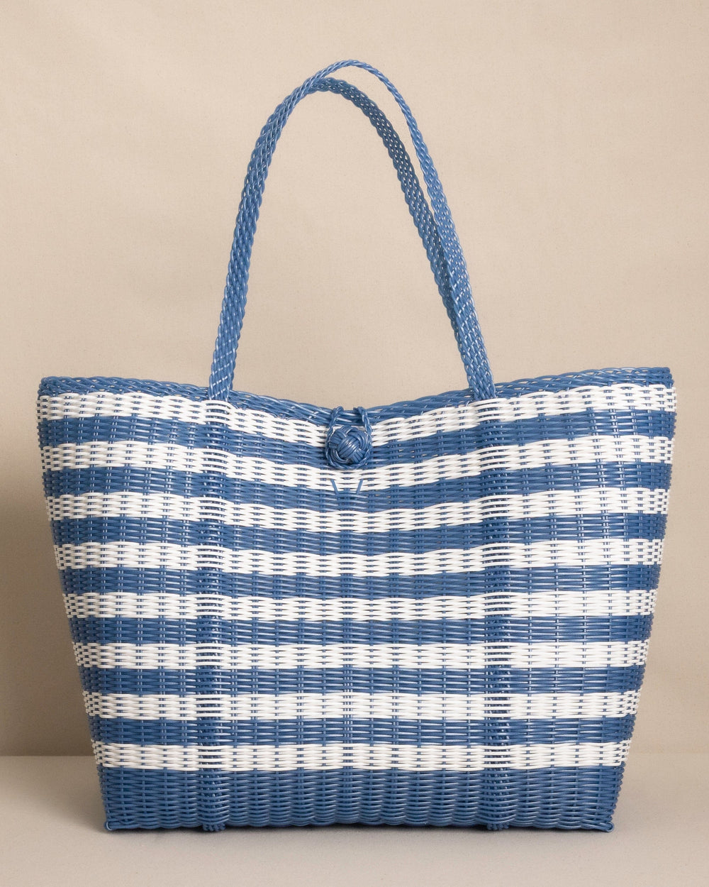 The front view of the Southern Tide The Lilley Line Medium Tides Stripe Tote by Southern Tide - Blue
