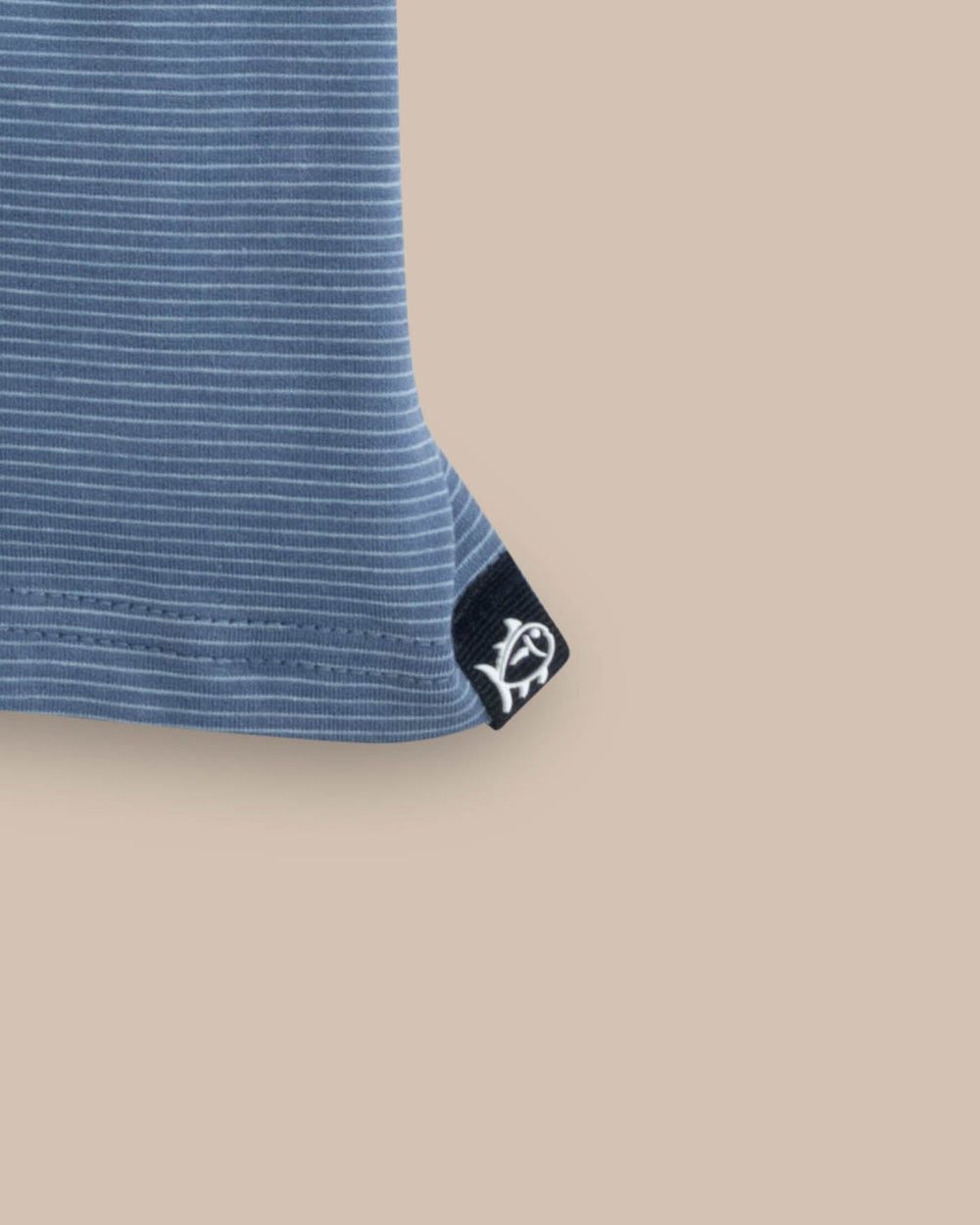 The detail view of the Southern Tide The Seaport Davenport Stripe Tee by Southern Tide - Coronet Blue